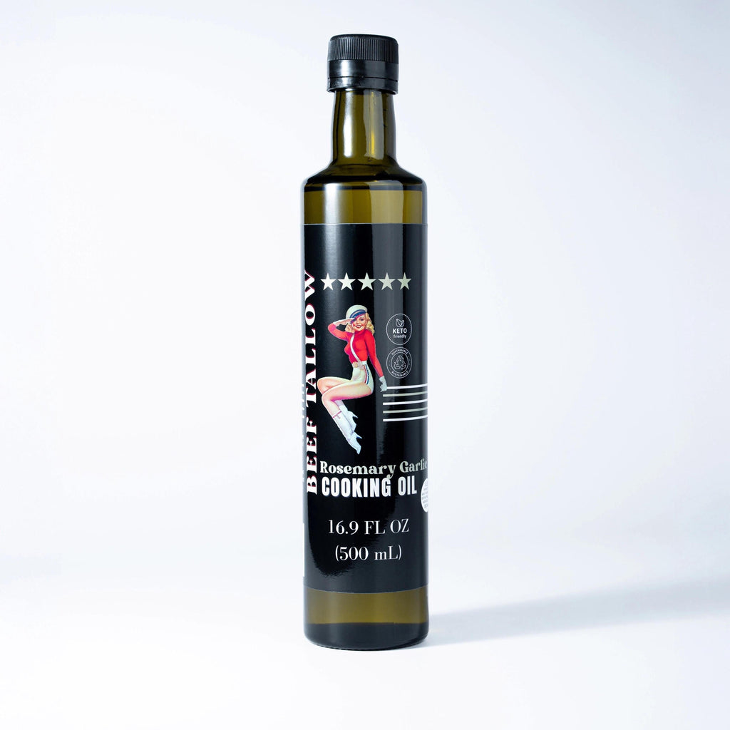 Lady May Tallow Cooking Oil Trio Bundle | Grass-Fed Beef Tallow & Olive Oil | Original, Rosemary Garlic & Lemon Pepper | Clean High-Heat Cooking from Our Restaurant Kitchen